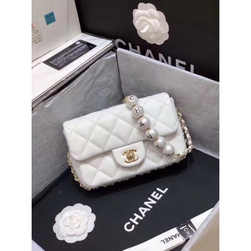 Chanel flap Imitation Pearls bag AS1436 white