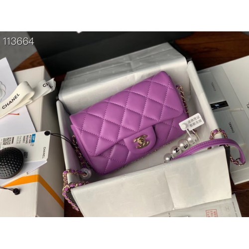 Chanel flap Imitation Pearls bag AS1436 Lavender