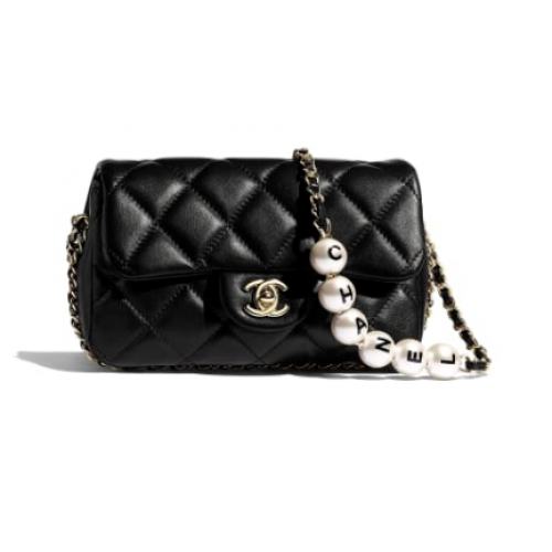 Chanel flap Imitation Pearls bag AS1436 black