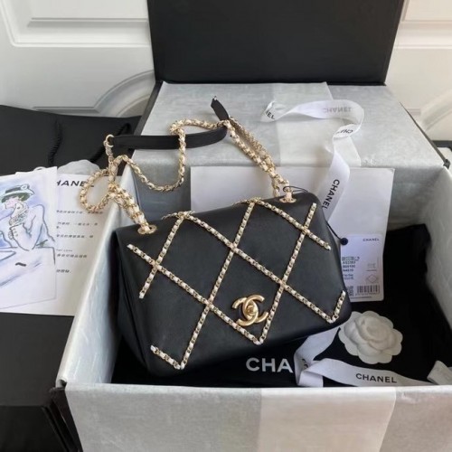 Chanel flap bag AS2383 black White