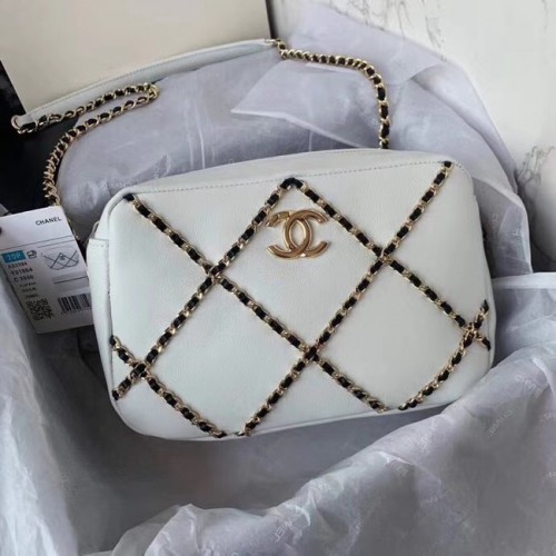 Chanel cross-body bag  AS2384 White black