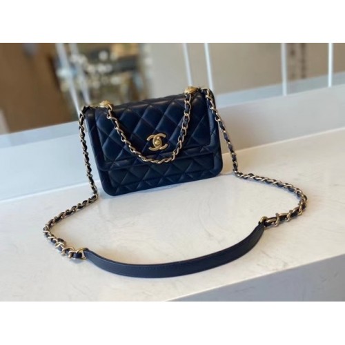 Chanel flap bag Calfskin Gold-Tone Metal AS2055 Royal Blue
