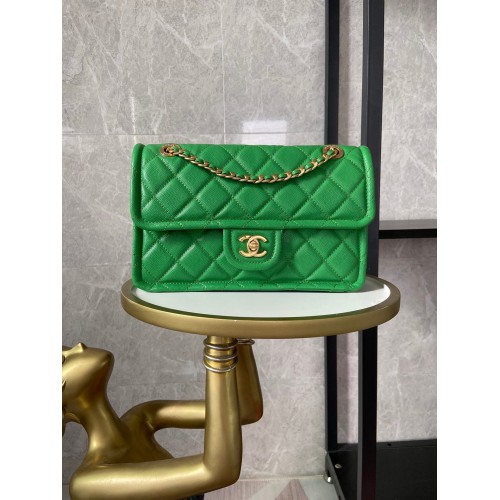 Chanel flap bag Grained Calfskin AS2357 green