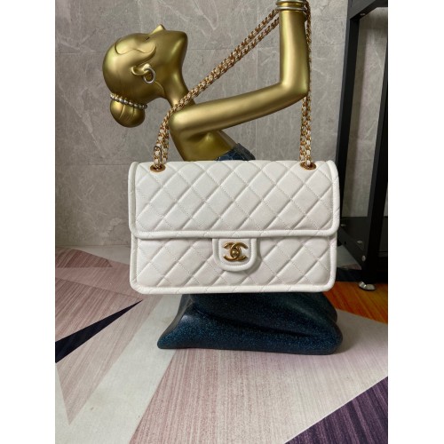 Chanel flap bag Grained Calfskin AS2358 white