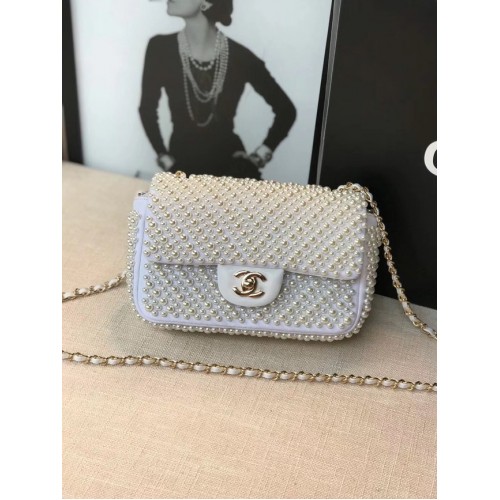 Chanel flap bag pearl bag A1116 White