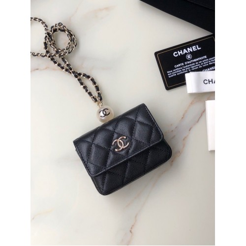 Chanel flap coin purse with chain AP2119 black