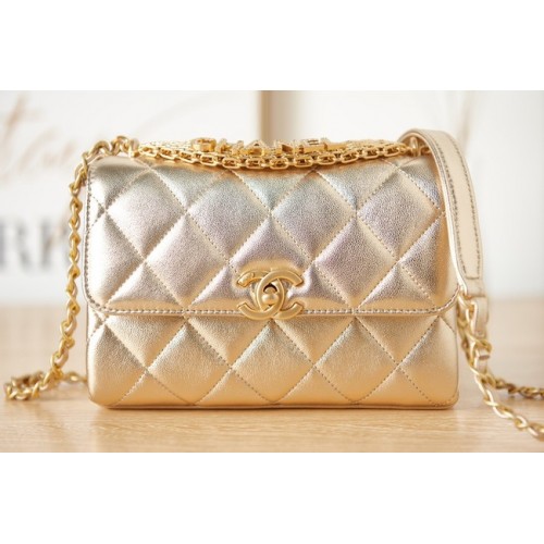 Chanel lambskin Shoulder Bag AS3240 gold