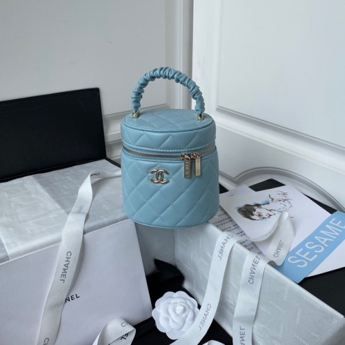 Chanel lambskin top handle bag AP2730 blue