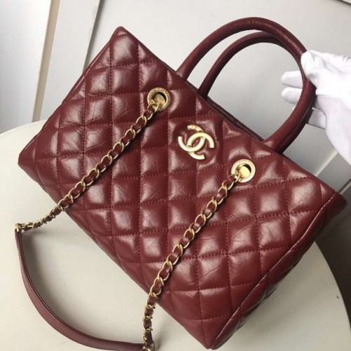Chanel large shopping bag Aged Calfskin Gold-Tone Metal A57974 Burgundy