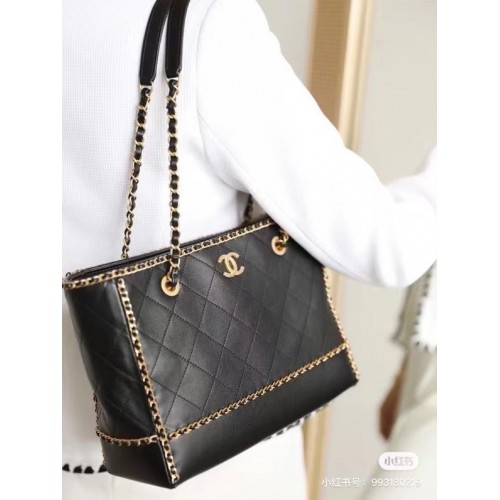 Chanel leather Shoulder Bag AS2739 black