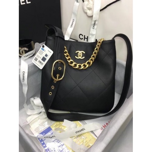 Chanel leather Shoulder Bag AS2844 black