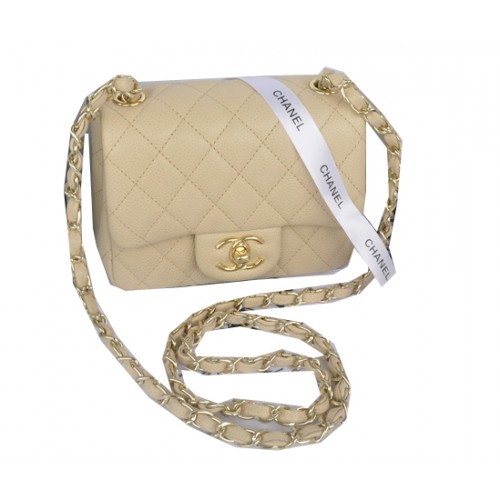 Chanel mini Classic Flap Bag Apricot Cannage Pattern 1115 Gold