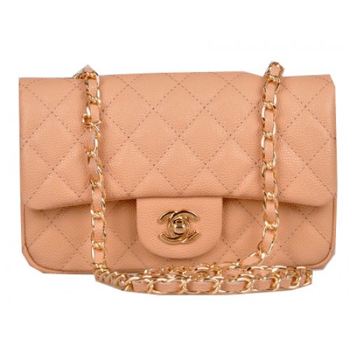 Chanel mini Classic Flap Bag Apricot Cannage Pattern 1117 Gold