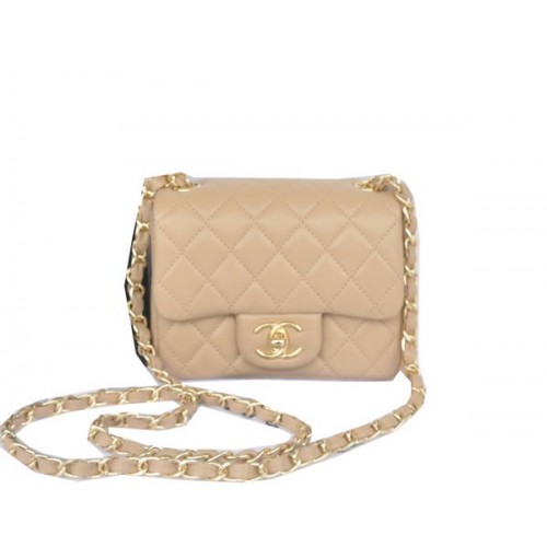 Chanel mini Classic Flap Bag Apricot Original Sheekskin CHA1115 Gold