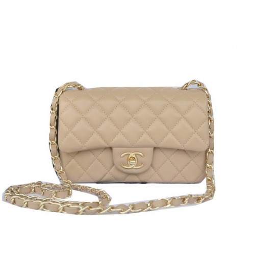 Chanel mini Classic Flap Bag Apricot Original Sheekskin CHA1116 Gold