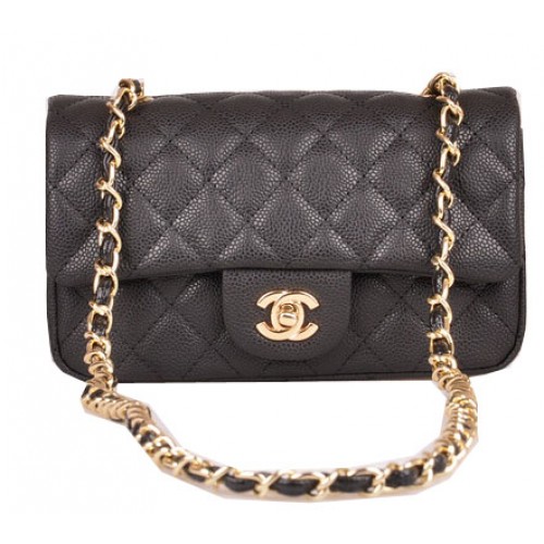 Chanel mini Classic Flap Bag Black Cannage Pattern 1117 Gold