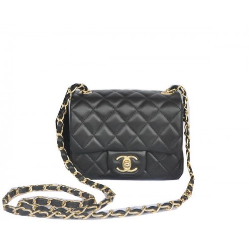 Chanel mini Classic Flap Bag Black Original Sheekskin CHA1115 Gold