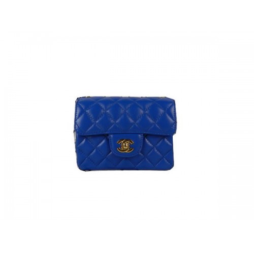Chanel mini Classic Flap Bag Blue Sheekskin CHA1115 Gold