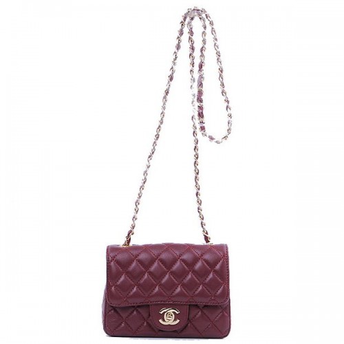 Chanel mini Classic Flap Bag Burgundy Sheekskin 1115 Gold
