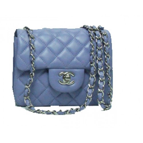 Chanel mini Classic Flap Bag Lavender Leather 1115 Silver Chain