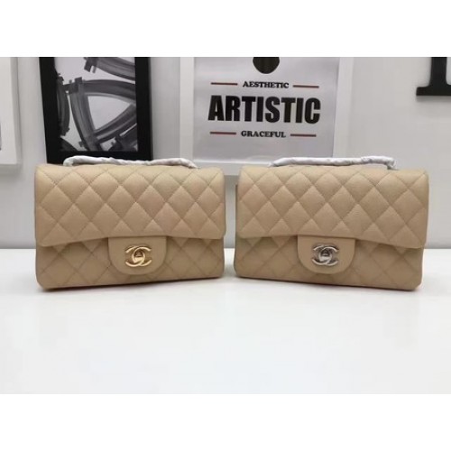 Chanel mini Classic Flap Bag Original Cannage Pattern A1116 Apricot