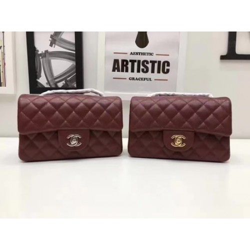 Chanel mini Classic Flap Bag Original Cannage Pattern A1116 Wine
