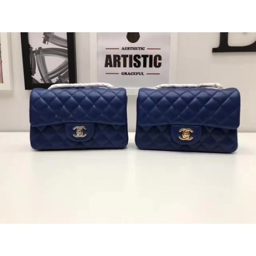 Chanel mini Classic Flap Bag Original Sheepskin Leather A1116 Blue