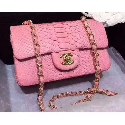Chanel mini Classic Flap Bag Original Snake Leather A1116 Pink