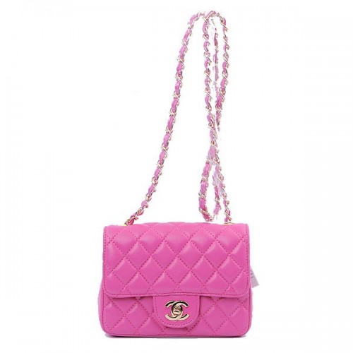 Chanel mini Classic Flap Bag Peach Sheekskin 1115 Gold