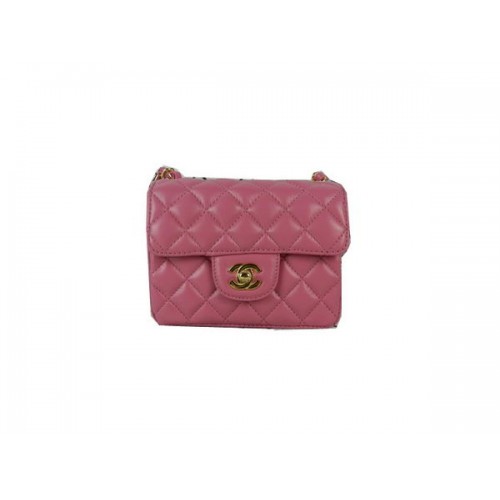 Chanel mini Classic Flap Bag Peach Sheekskin CHA1115 Gold
