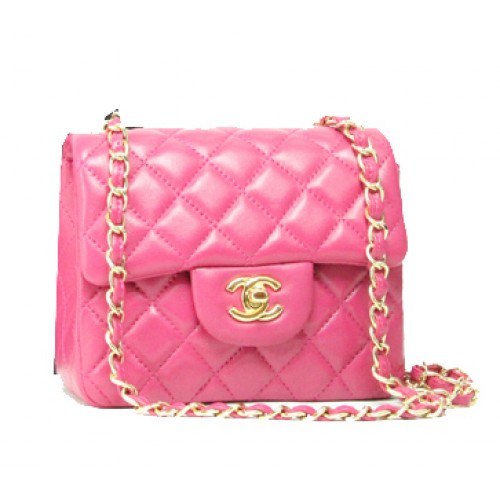 Chanel mini Classic Flap Bag Rose Leather 1115 Gold Chain