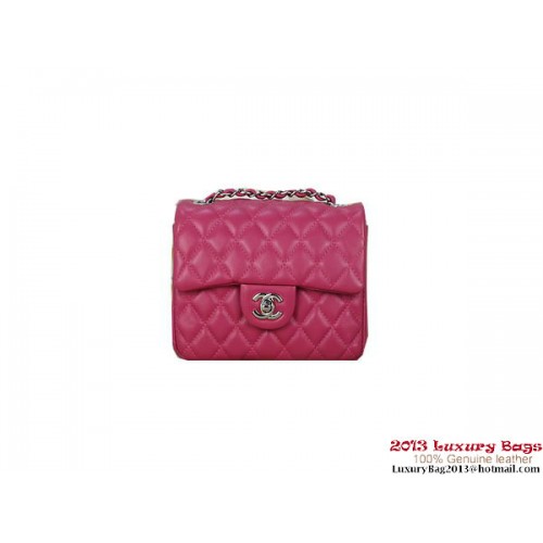 Chanel mini Classic Flap Bag Rose Sheepskin 1115 Silver
