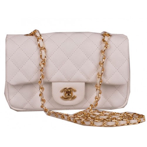 Chanel mini Classic Flap Bag White Cannage Pattern 1117 Gold