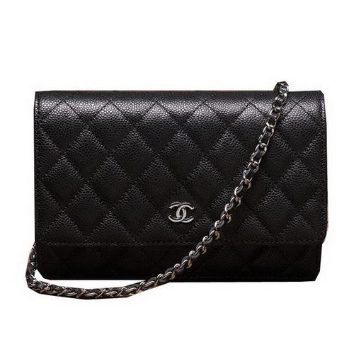Chanel mini Flap Bag A33814 Black Cannage Pattern Silver