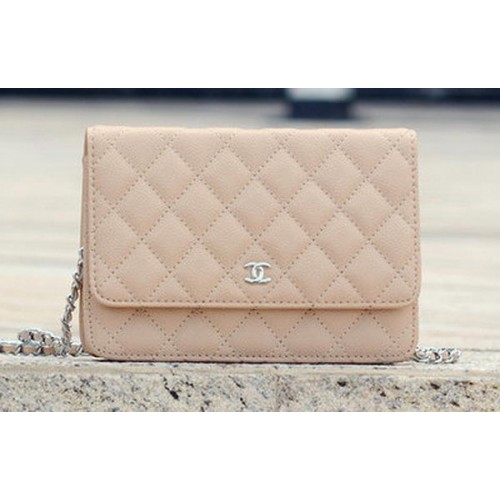 Chanel mini Flap Bag Apricot Cannage Pattern A33814 Silver