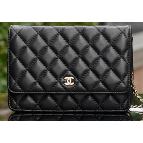 Chanel mini Flap Bag Black Sheepskin Leather A33814 Gold