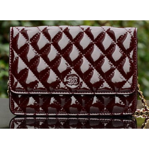 Chanel mini Flap Bag Burgundy Patent Leather A33814 Gold