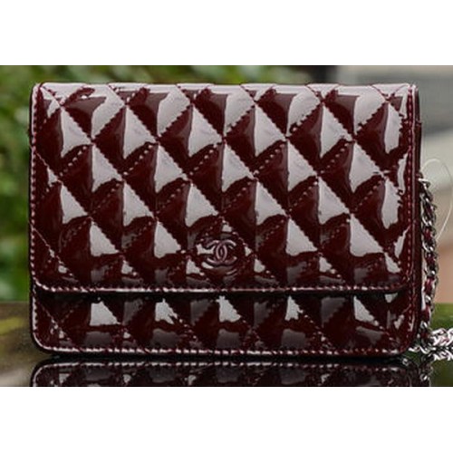 Chanel mini Flap Bag Burgundy Patent Leather A33814 Silver