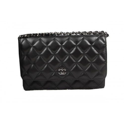 Chanel mini Flap Bag CHA33814 Black Original Sheepskin Leather Silver