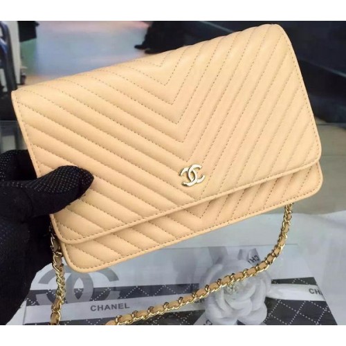 Chanel mini Flap Bag Chevron Leather A33814 Apricot