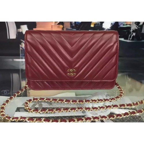 Chanel mini Flap Bag Chevron Leather A33814 Burgundy