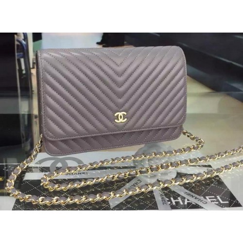 Chanel mini Flap Bag Chevron Leather A33814 Grey