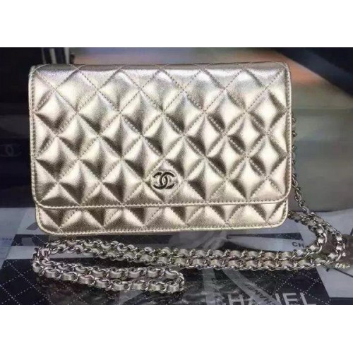 Chanel mini Flap Bag Gold Cannage Pattern A8373 Silver
