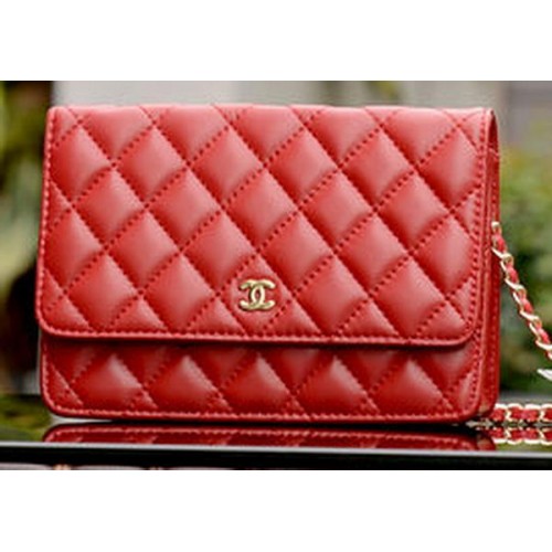 Chanel mini Flap Bag Red Sheepskin Leather A33814 Gold