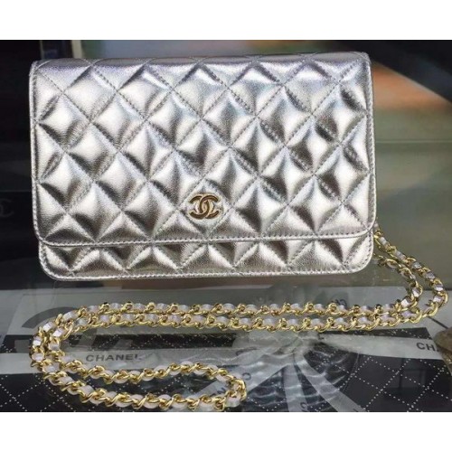 Chanel mini Flap Bag Silver Cannage Pattern A8373 Gold