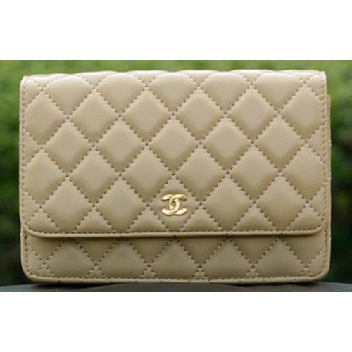 Chanel mini Flap Bags Apricot Sheepskin Leather A33814 Gold