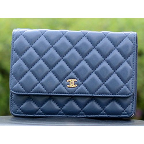 Chanel mini Flap Bags Blue Sheepskin Leather A33814 Gold