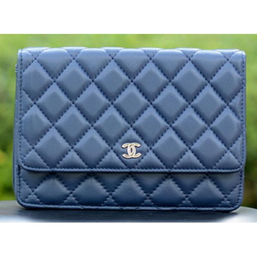 Chanel mini Flap Bags Blue Sheepskin Leather A33814 Silver