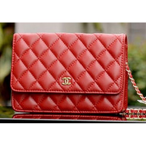Chanel mini Flap Bags Red Sheepskin Leather A33814 Gold
