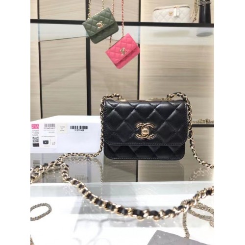 Chanel mini Flap Shoulder Bag Original leather AP2301 black